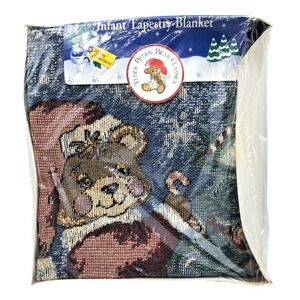 Vintage Teddy Bear Classics Infant Tapestry Blanket 53" X 36" 100% Cotton Winter